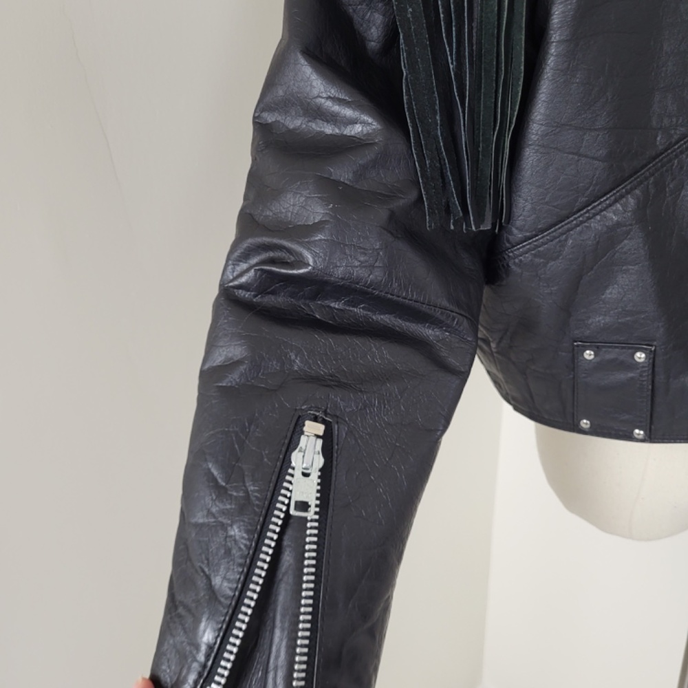 Vintage genuine leather motorcycle jacket iconic authentic 80s 90s fringe - Picture 5 of 16